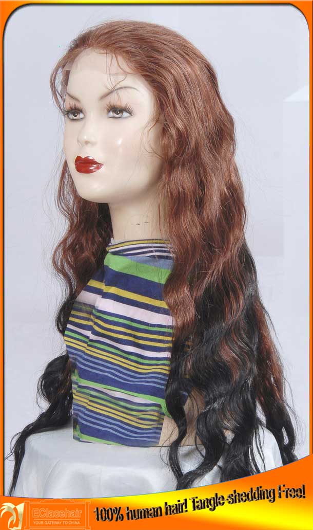 Two Toned Color Human Hair Full Lace Wig