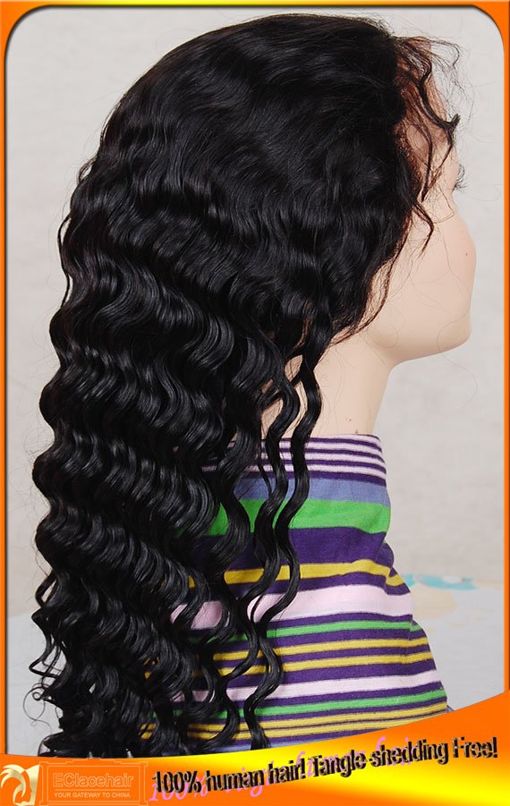 Deep wave human hair full lace wig in stock