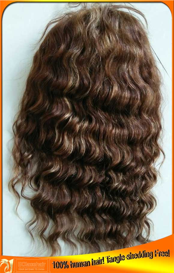 Deep wave human hair full lace wig in stock