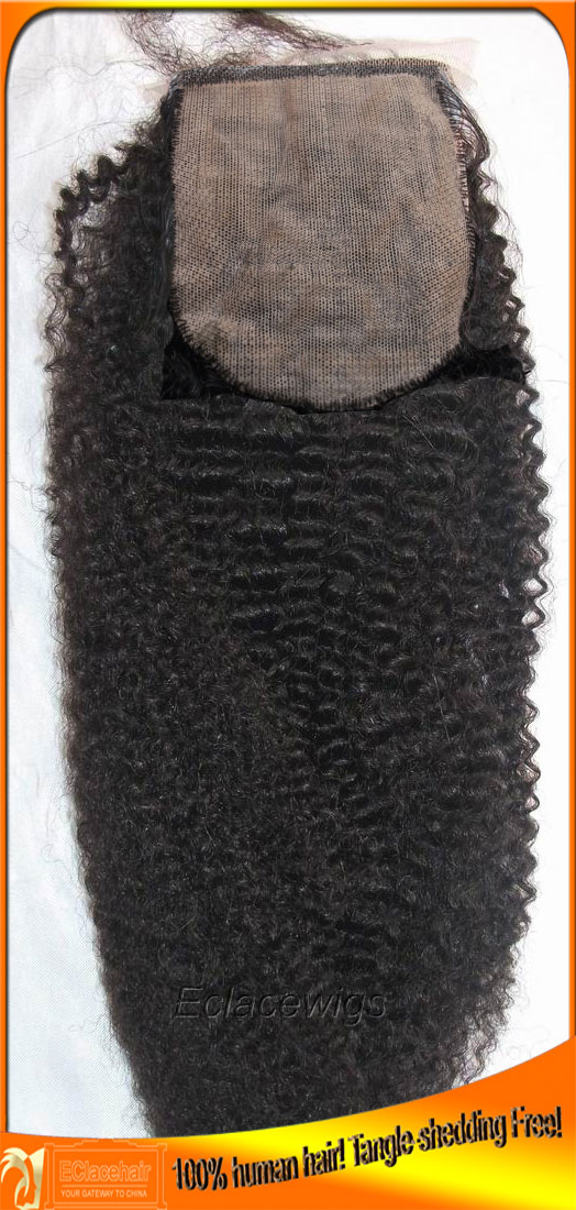 Afro Curl Brazilian Silk Top Closures in Stock,4x4