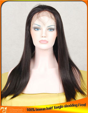 Light Yaki Straight Human Hair Full Lace Wigs