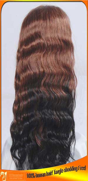 Two Toned Color Human Hair Full Lace Wig