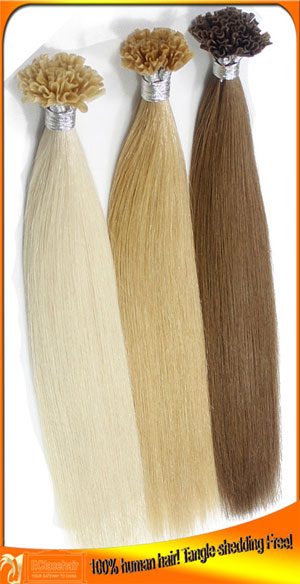 Virgin human hair pre bonded hair extensions