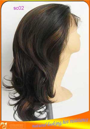 Synthetic lace front wig