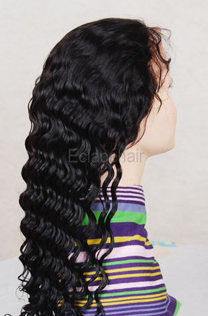 Deep wave human hair full lace wig in stock