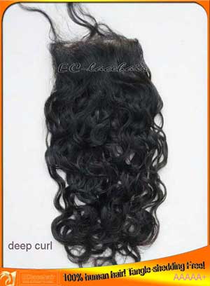 Wholesale Deep Curl Virgin Brazilian Top Closures