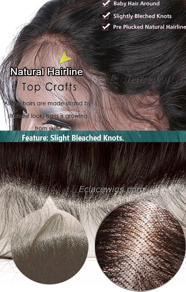 Natural hairline and knots of hairpieces