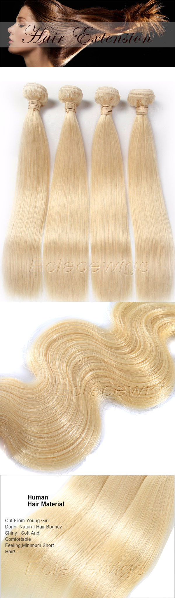 Blonde color 613 human hair bundles