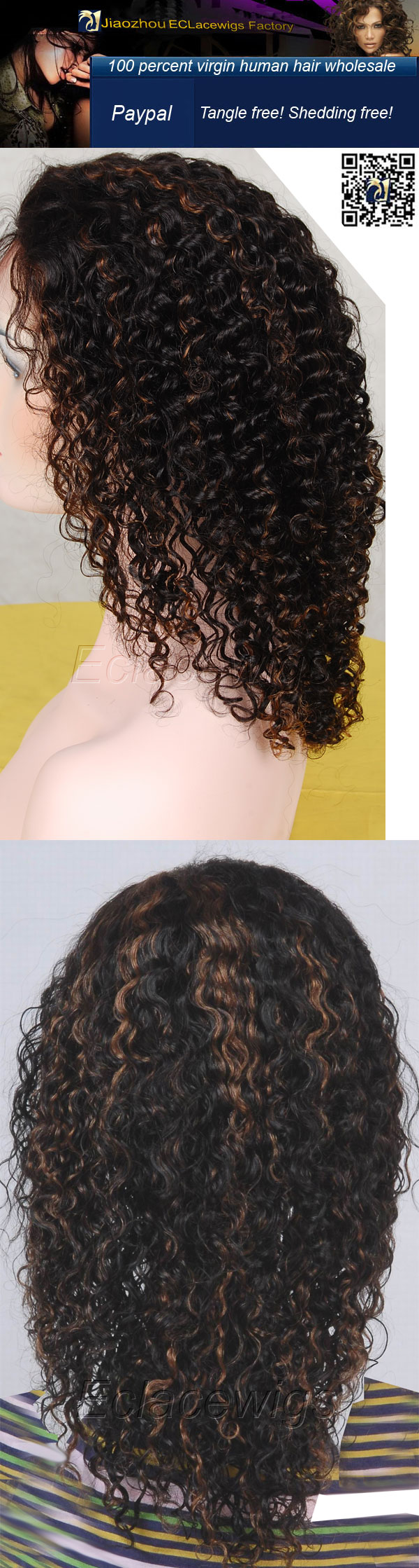 kinky curl highlight human hair wigs