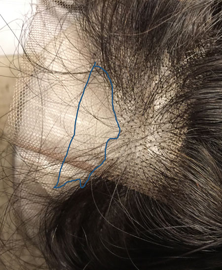 knots of a human hair wig