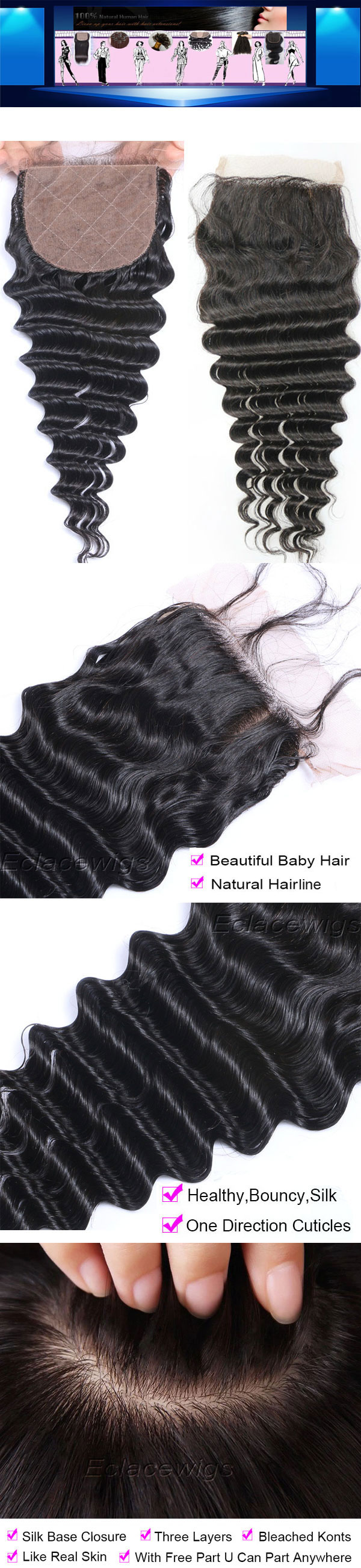 indian deep wave silk base closure