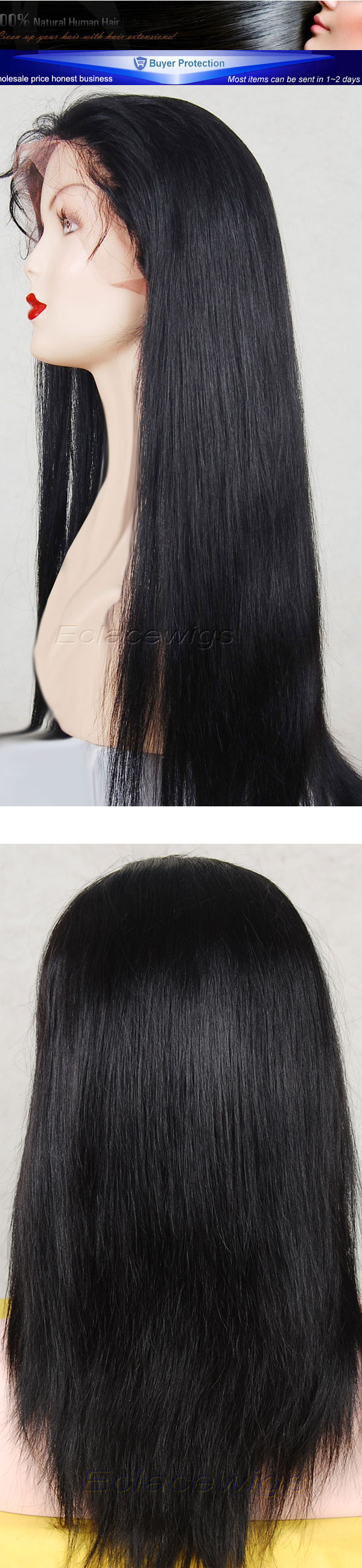 Straight human hair lace wig